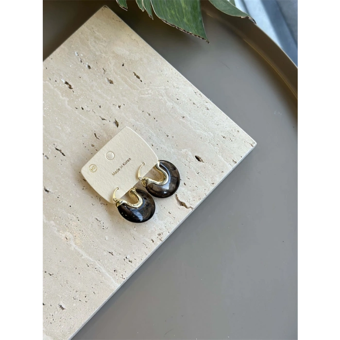 Taşlı Küpe - Siyah