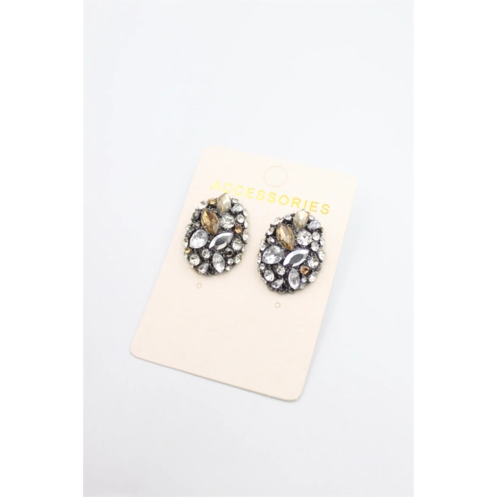 Taşlı Küpe - Siyah