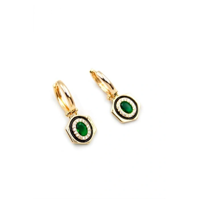 Taşlı Küpe - Yeşil