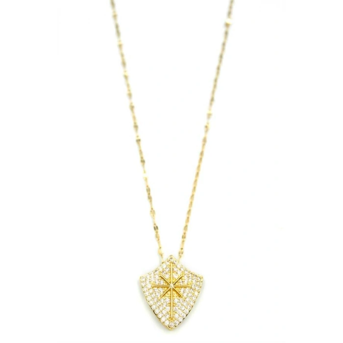 Taşlı Kutup Yıldızı Kolye - Altın