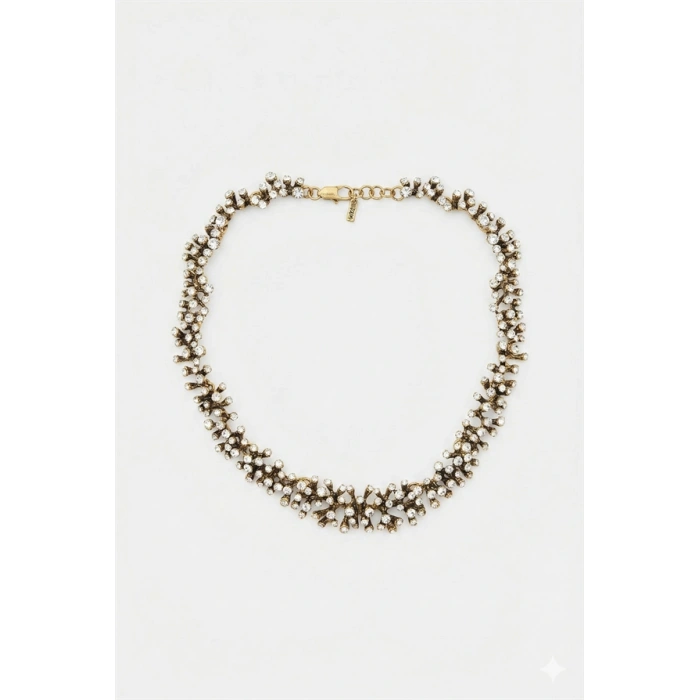 Taşlı Mercan Kolye - Altın