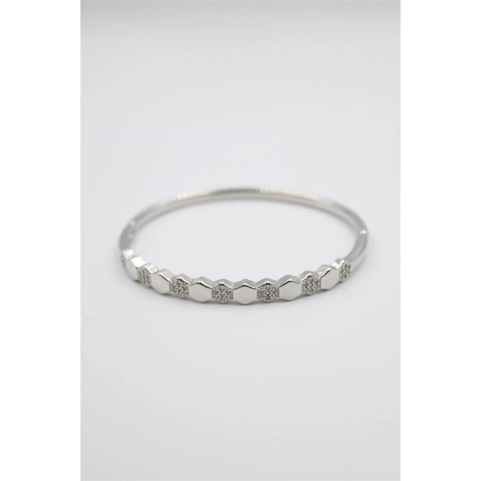 Taşlı Vip Bilezik - Gümüş