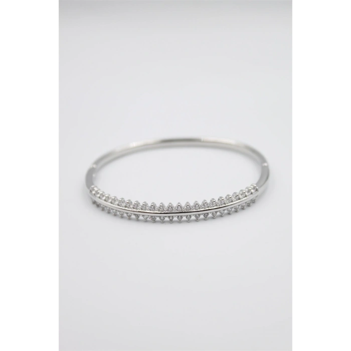 Taşlı Vip Bilezik - Gümüş