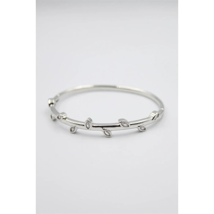 Taşlı Vip Bilezik - Gümüş