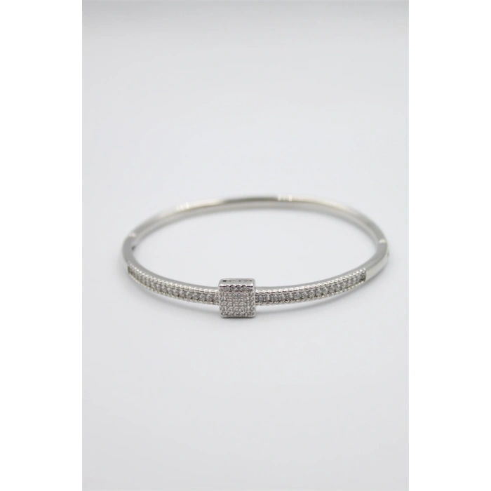 Taşlı Vip Bilezik - Gümüş