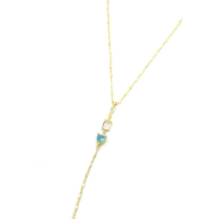 Taşlı Y Kolye - Altın