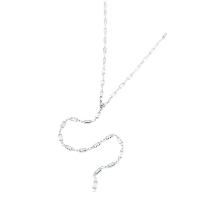 Taşlı Y Kolye - Gümüş