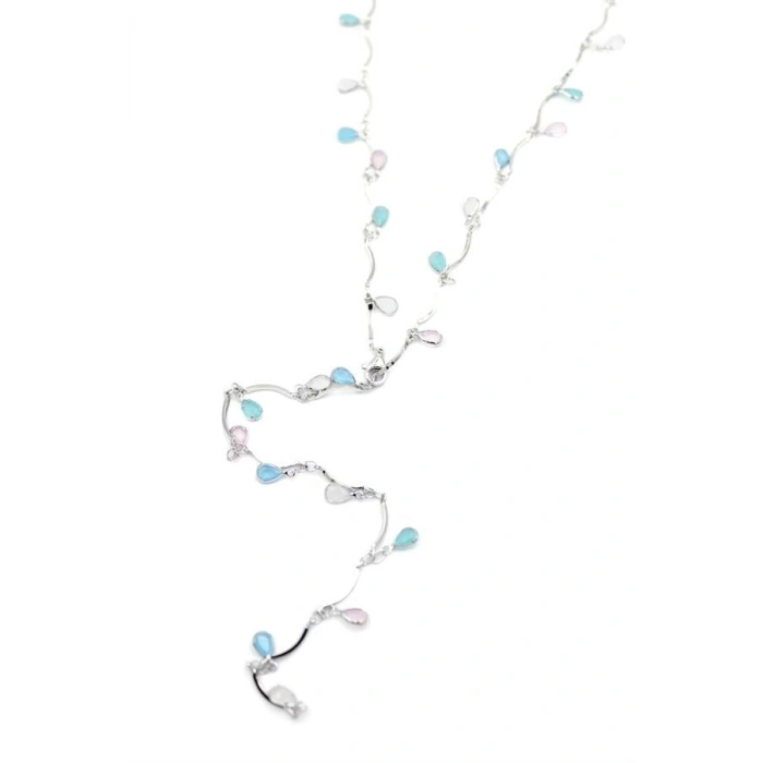 Taşlı Y Kolye - Gümüş