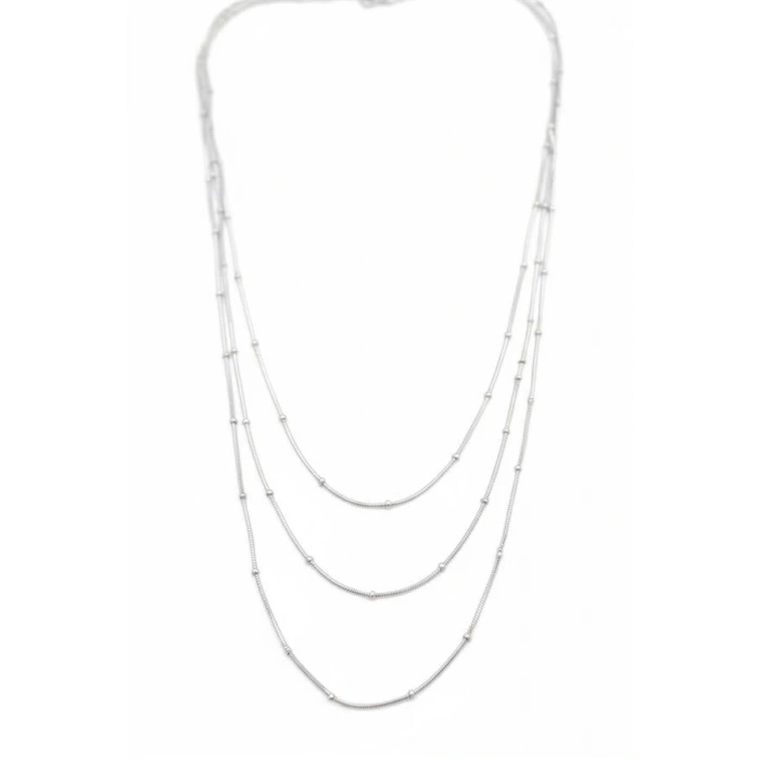 Top Boncuk Zincir Kolye - Gümüş