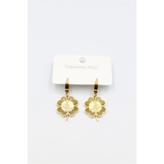 Tuğra Yonca Küpe - Altın