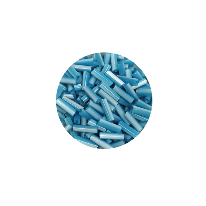 Uzun Boru Kesme Boncuk Çap 2mm Uzunluk 10 mm - 20 Gram - Açık Mavi Beyaz - BNC240