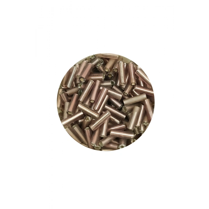 Uzun Boru Kesme Boncuk Çap 2mm Uzunluk 10 mm - 20 Gram - Koyu Bej - BNC225