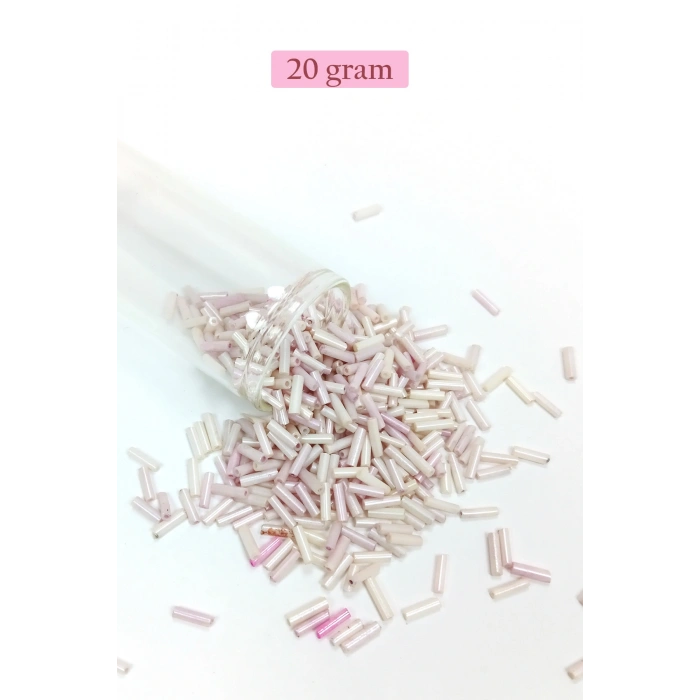 Uzun Boru Kesme Boncuk Çap 2mm Uzunluk 10 mm - 20 Gram - Mat Beyaz - BNC263