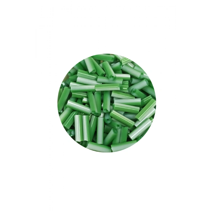 Uzun Boru Kesme Boncuk Çap 2mm Uzunluk 10 mm - 20 Gram - Yeşil Beyaz - BNC247