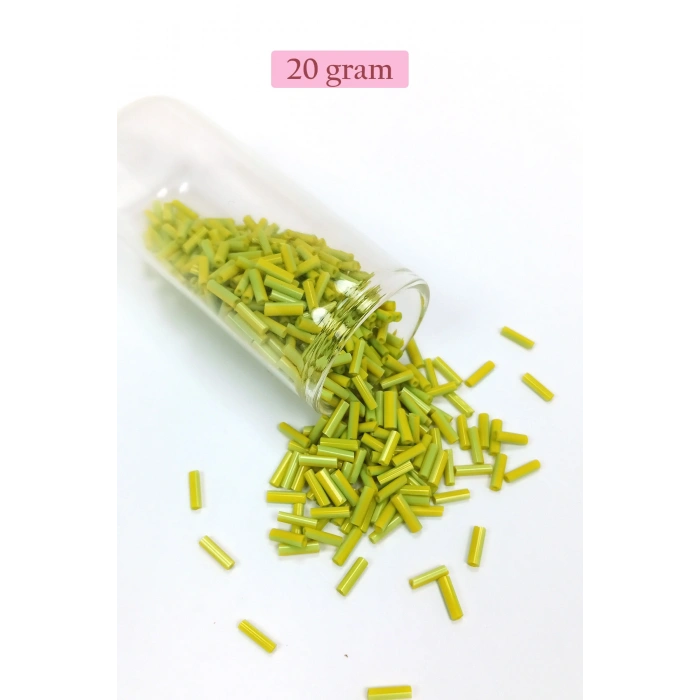 Uzun Boru Kesme Boncuk Çap 2mm Uzunluk 10 mm - 20 Gram - Yeşil - BNC243