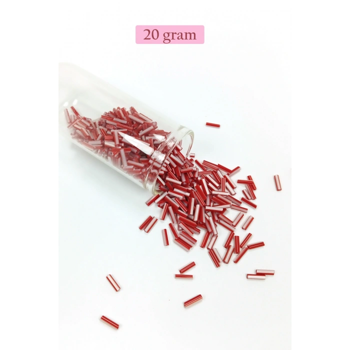 Uzun Boru Kesme Boncuk Çap 2mm Uzunluk 10 mm - 4 Renk - Toplam 80 Gram - BNC429