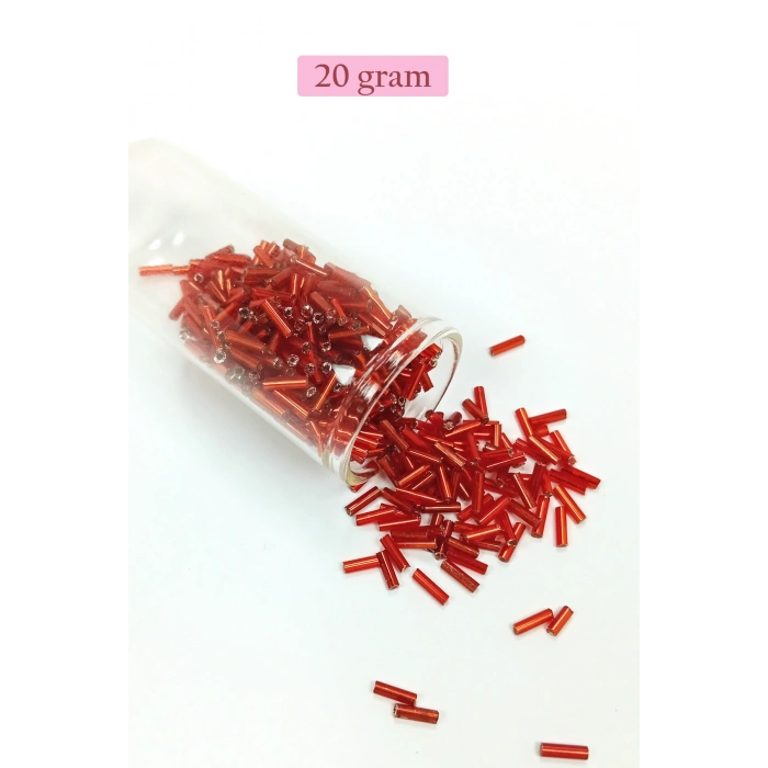 Uzun Boru Kesme Boncuk Çap 2mm Uzunluk 10 mm - 4 Renk - Toplam 80 Gram - BNC434