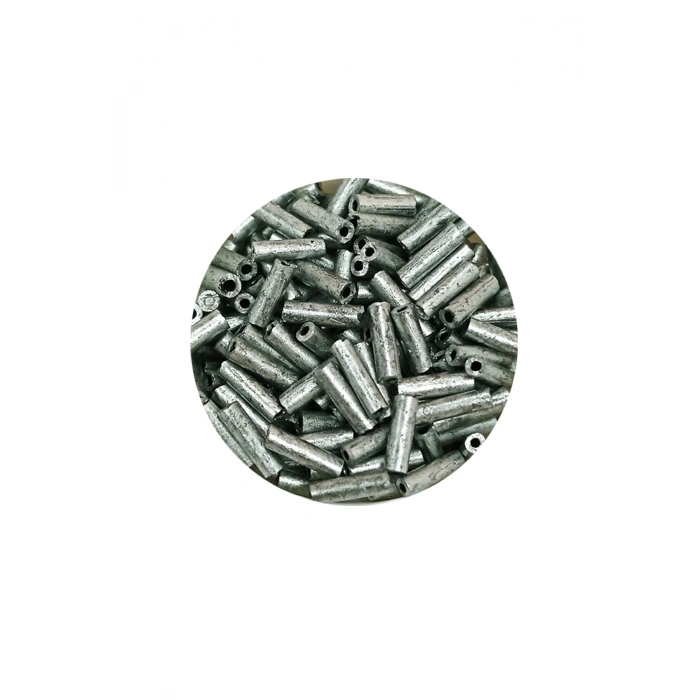 Uzun Boru Kesme Boncuk Çap 2mm Uzunluk 10 mm - 60 Gram - Desenli Gümüş - BNC283