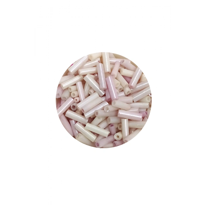 Uzun Boru Kesme Boncuk Çap 2mm Uzunluk 10 mm - 60 Gram - Mat Beyaz - BNC302