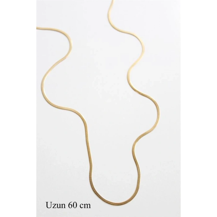 Uzun İnce İtalyan Zincir Kolye (60 cm) - Altın