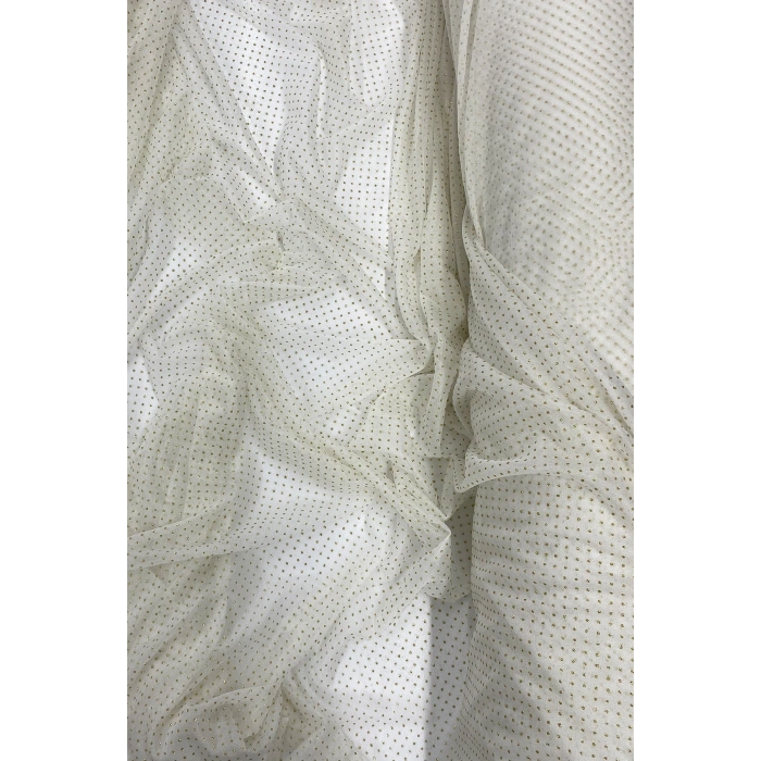 Yağmur Damlası Simli Abiye Elbise Şallık Tül Kumaş Ekru 12