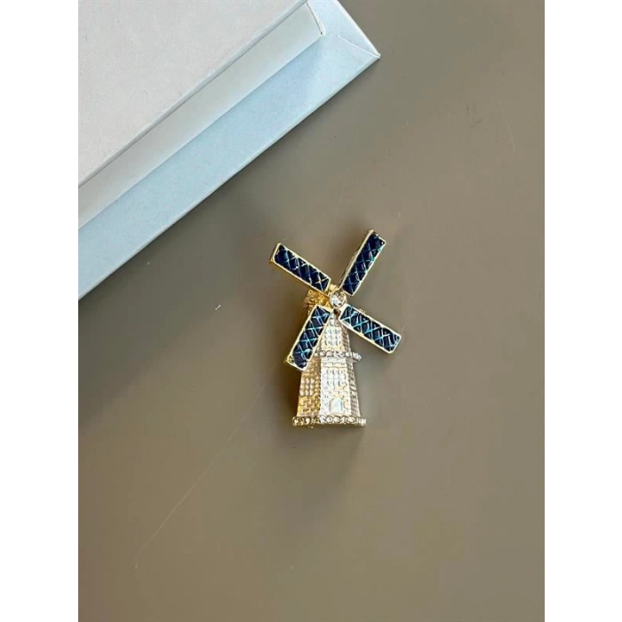 Yel Değirmeni Broş - Altın