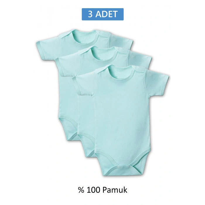 Yeşil Yarım Kol Body Zıbın 2-7 YAŞ Çocuklar İçin (3 ADET) Alttan Çıtçıtlı Özel Gereksinimli