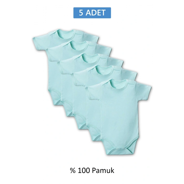 Yeşil Yarım Kol Body Zıbın 2-7 YAŞ Çocuklar İçin (5 ADET) Alttan Çıtçıtlı Özel Gereksinimli