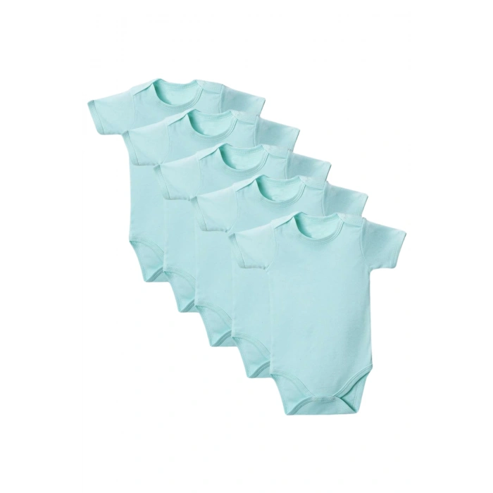 Yeşil Yarım Kol Body Zıbın 2-7 YAŞ Çocuklar İçin (5 ADET) Alttan Çıtçıtlı Özel Gereksinimli