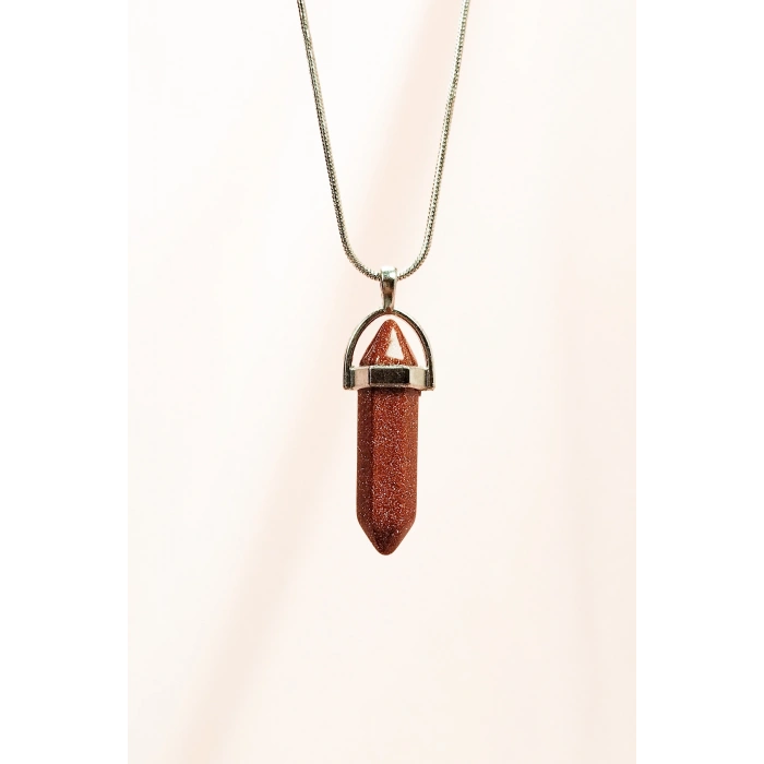 Yıldız Taşı Doğal Taşı Zincirli El Yapımı Tasarımlı Kolye Uç: 3,5 cm Zincir: 20 cm Kutulu