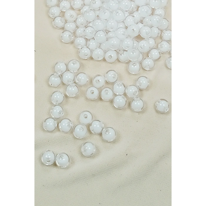 Yuvarlak Boncuk İçten Boncuklu Bileklik Çanta Boncuğu 8 mm 50 gr Beyaz - BNC470