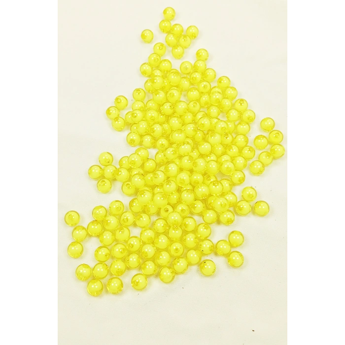 Yuvarlak Boncuk İçten Boncuklu Bileklik Çanta Boncuğu 8 mm 50 gr Sarı - BNC467