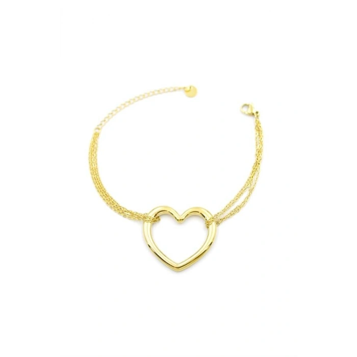 Zincir Kalp Bileklik - Altın