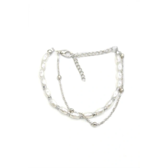 Zincirli İnci Bileklik - Gümüş