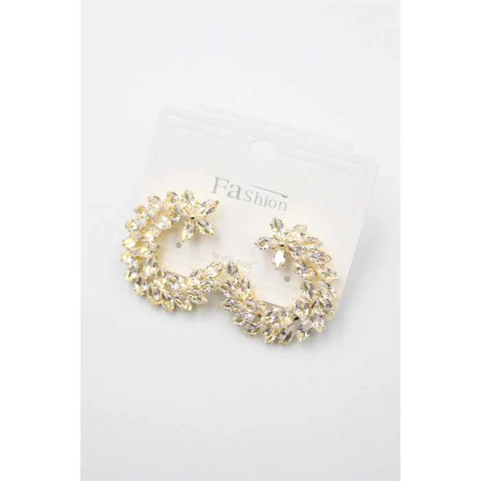 Zirkon Taşlı Küpe - Altın