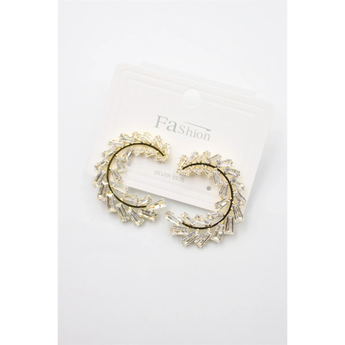 Zirkon Taşlı Küpe - Altın