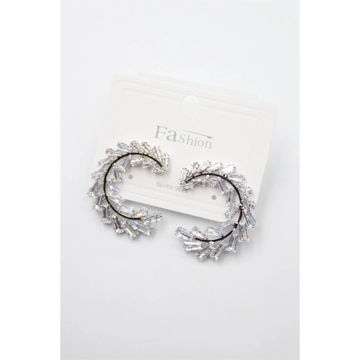 Zirkon Taşlı Küpe - Gümüş