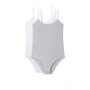 2 Adet İp Askılı Kadın Çıtçıtlı Body Beyaz ve Gri