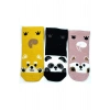 3 Çift Sevimli Hayvan Baskılı Pamuklu Kadın Bilek Çorap