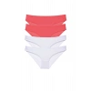 4 adet Eko Set Likralı Kadın Slip Külot Fuşya Beyaz