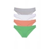 4 adet Süper Eko Set Likralı Kadın Slip Külot Gri Beyaz Pudra Yeşil