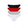 4 adet Süper Eko Set Likralı Kadın Slip Külot Siyah Kırmızı Gri Beyaz