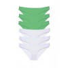 6 adet Eko Set Likralı Kadın Slip Külot Yeşil Beyaz