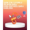 Mey İthalat® Çinko Alaşımlı Uçlu 120 W Şarj Kablosu – Dolaşmaya Dayanıklı 1,2 m USB Kablo