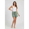 Bambu Fitilli Kadın Ev Şortu Bacak Dantel Detaylı Ev Giyim Yeşil