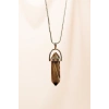 Kahverengi Akik Doğal Taşı Zincirli El Yapımı Tasarımlı Kolye Uç: 3,5 cm Zincir: 20 cm Kutulu