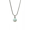 Kalsedon Doğal Taşı Zincirli El Yapımı Kolye Uç: 1,5 cm Zincir: 20 cm Kutulu