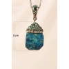 Lapis Doğal Taşı Zincirli El Yapımı Kolye Uç: 3 cm Zincir: 20 cm Kutulu
