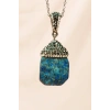 Lapis Doğal Taşı Zincirli El Yapımı Kolye Uç: 3 cm Zincir: 20 cm Kutulu
