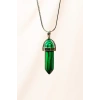 Malahit Doğal Taşı Zincirli El Yapımı Tasarımlı Kolye Uç: 3,5 cm Zincir: 20 cm Kutulu